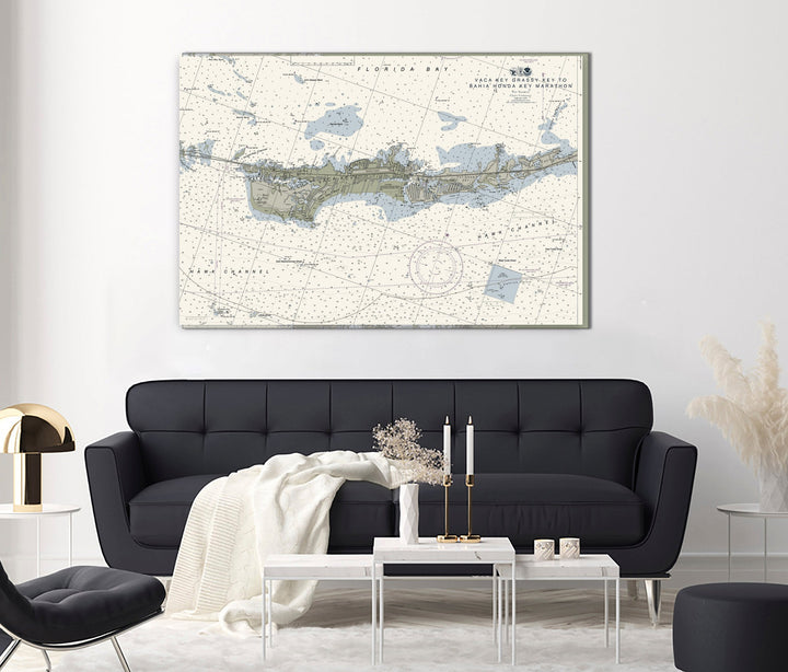 Vaca Key Grassy Key To Bahia Honda Key Marathon Nautical Chart — Traditional palette