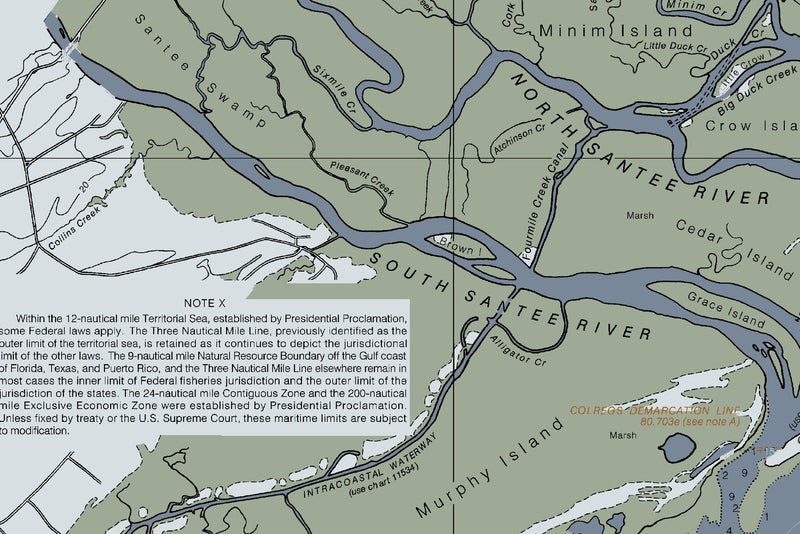 Winyah Bay to Bulls Bay Nautical Chart — Modern Edition — print detail 2