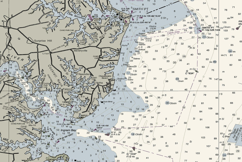 Chesapeake - Wolf Trap To Smith Point Nautical Chart — print detail 1