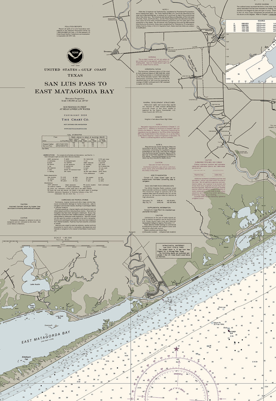 San Luis Pass To East Matagorda Bay Nautical Chart