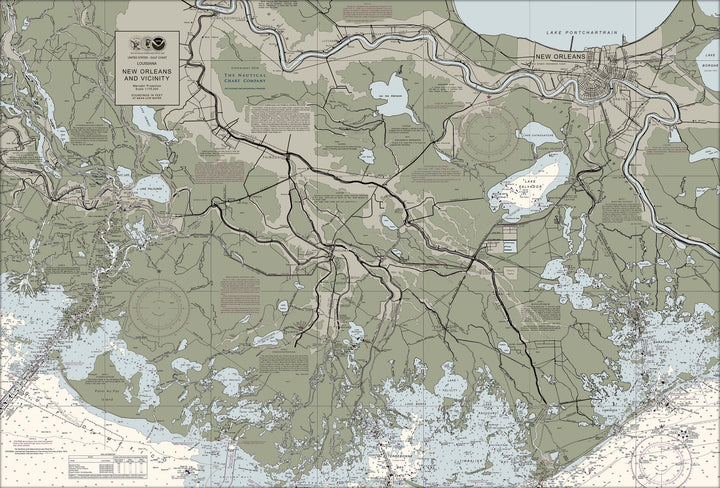 New Orleans & Vicinity Nautical Chart — Traditional palette