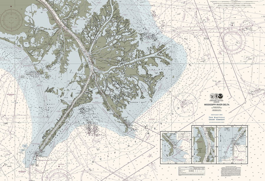 Mississippi River Delta Nautical Chart