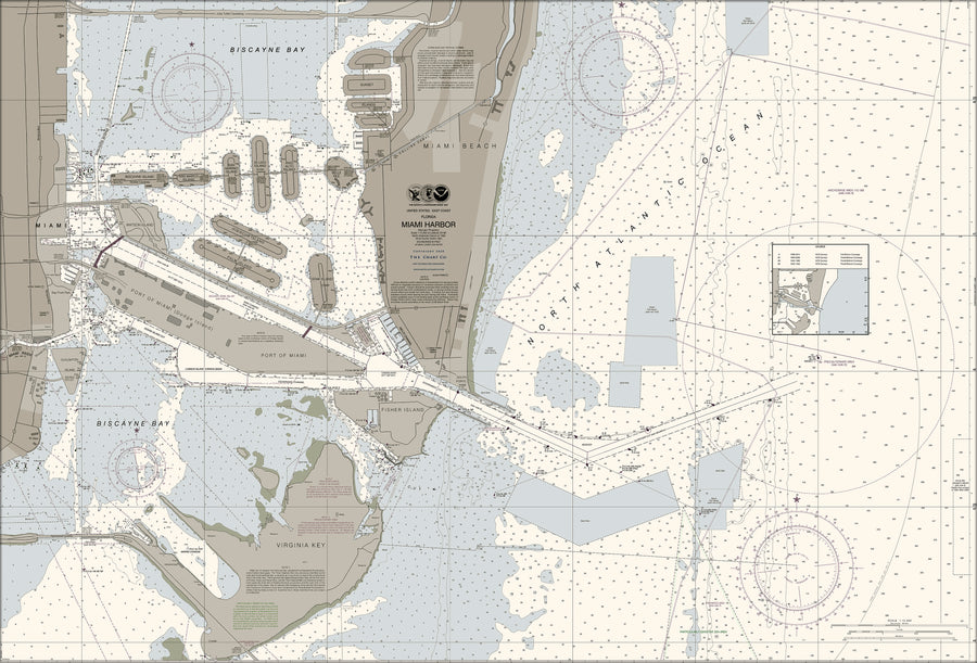 Miami Harbor and Approaches Nautical Chart