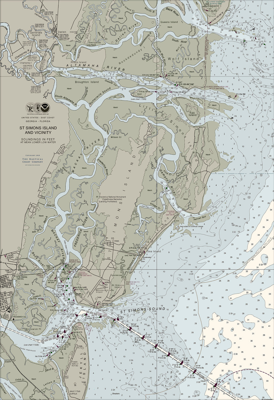 St Simons Island, GA Nautical Chart
