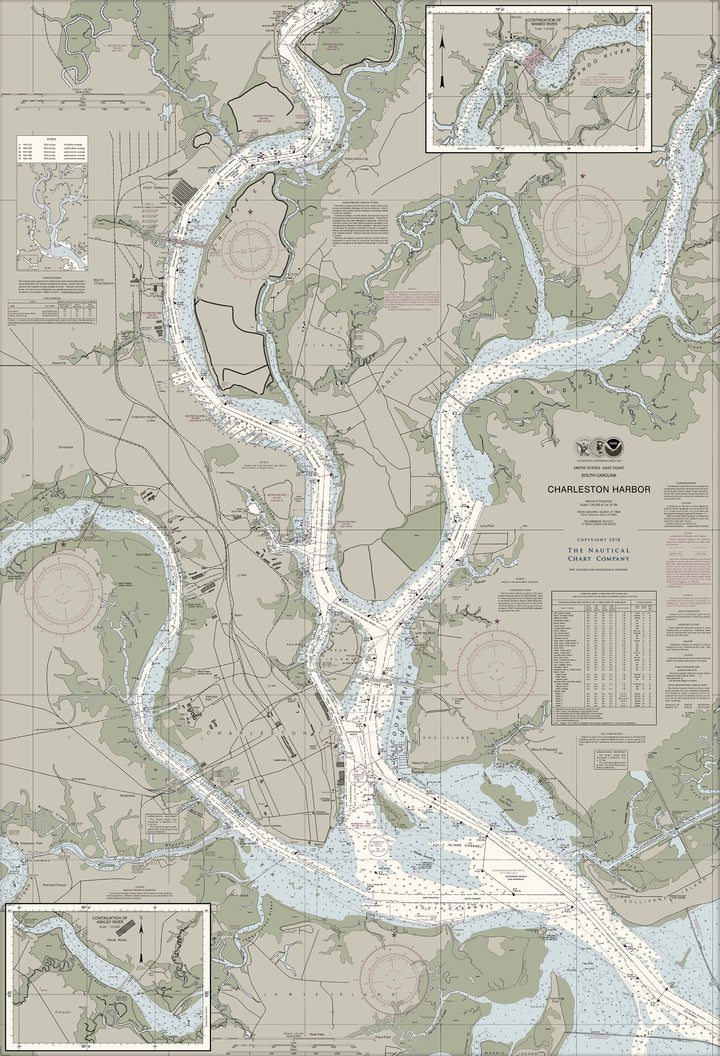 Charleston Harbor Nautical Chart — Traditional palette