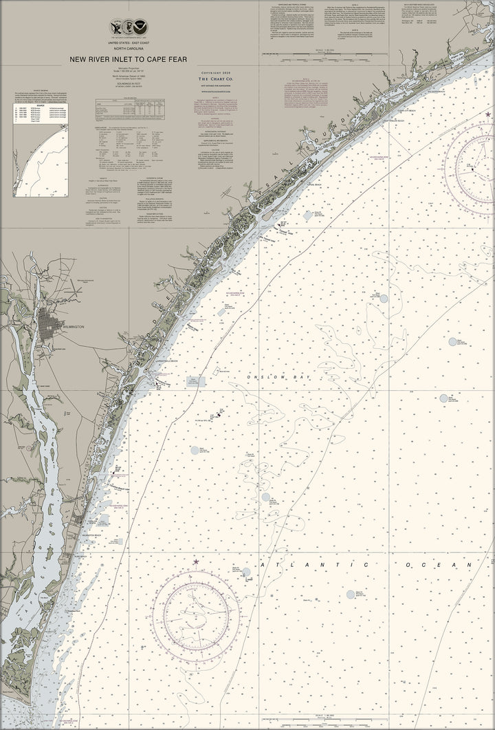 New River Inlet To Cape Fear Nautical Chart — Traditional palette