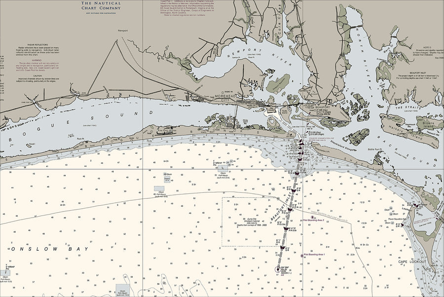 Cape Lookout To New River - Beaufort NC - Nautical Chart