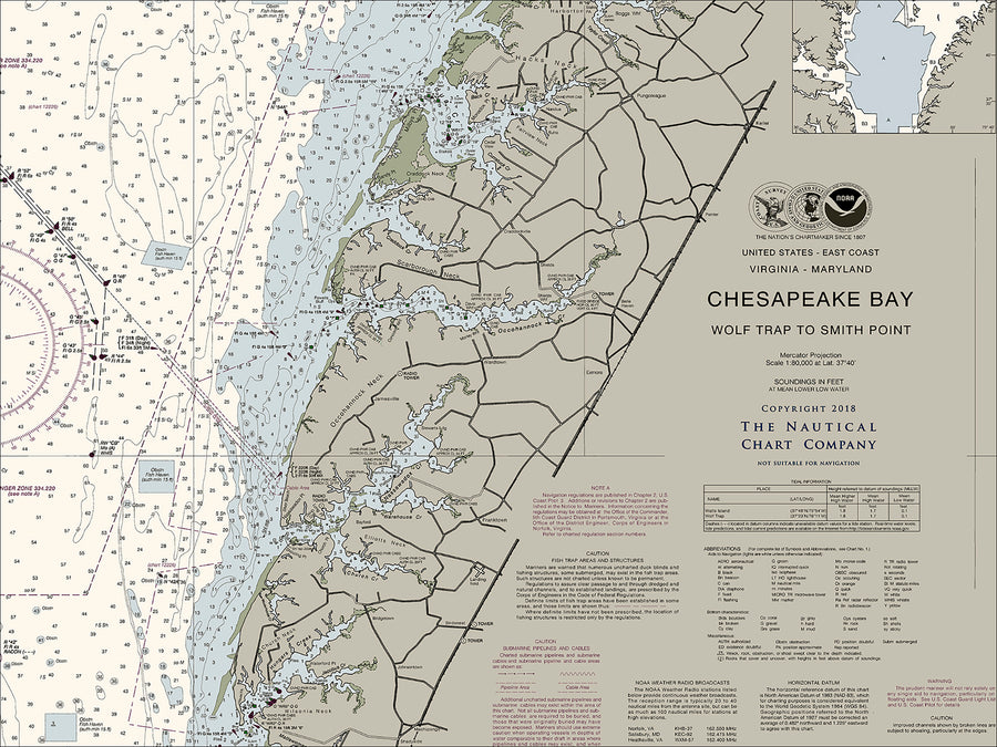 Chesapeake - Wolf Trap To Smith Point Nautical Chart