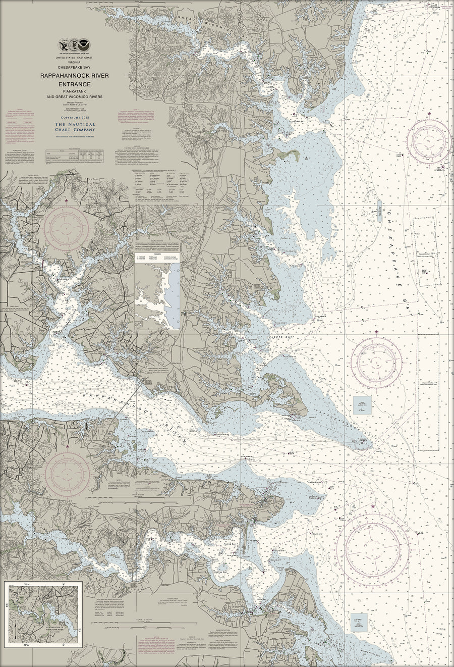 Chesapeake - Rappahannock River Entrance Nautical Chart