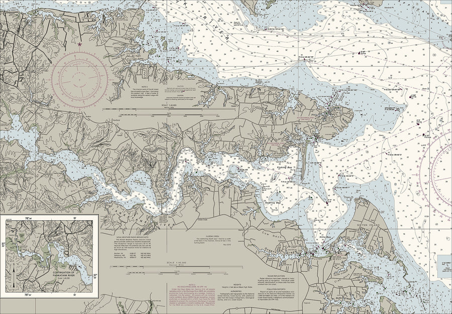 Chesapeake - Rappahannock River Entrance Nautical Chart