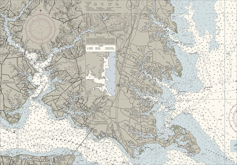 Chesapeake - Rappahannock River Entrance Nautical Chart