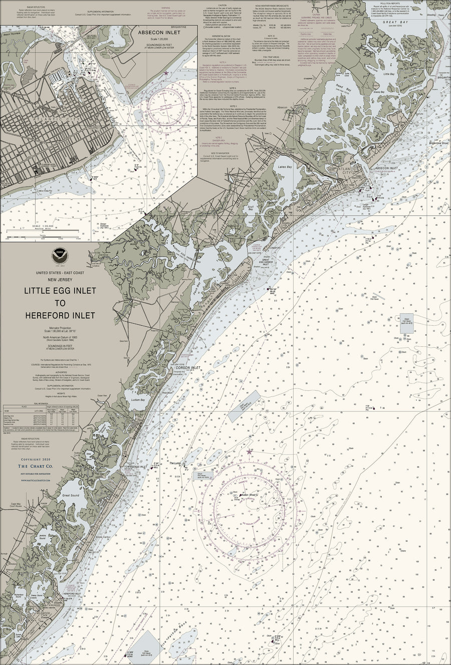 Little Egg Inlet To Hereford Inlet Nautical Chart Art - Atlantic City - Wildwood