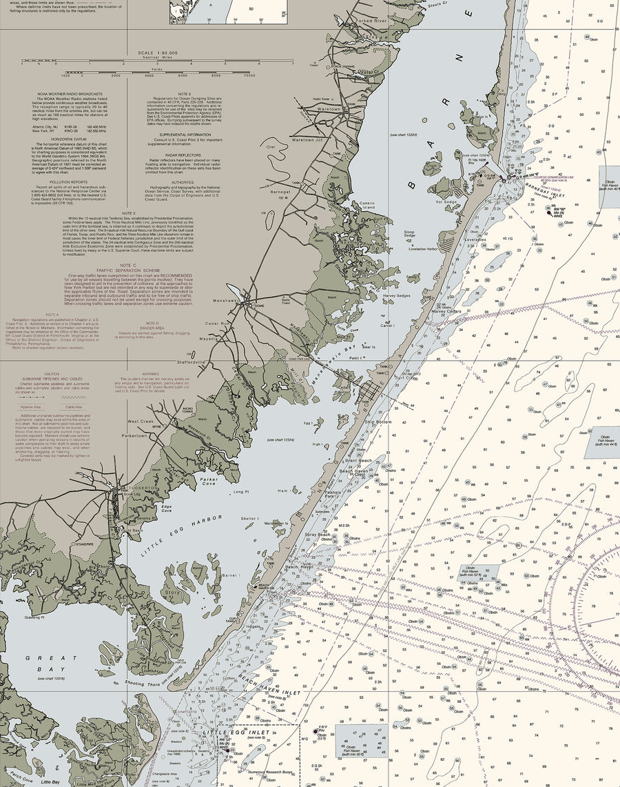 Sea Girt To Little Egg Inlet, Barnegat Bay Nautical Chart