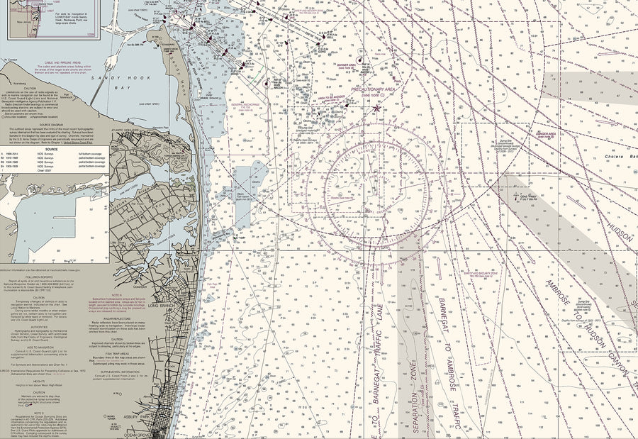 Approaches To New York - Fire Island Light To Sea Girt Nautical Chart - Long Beach - Coney Island -