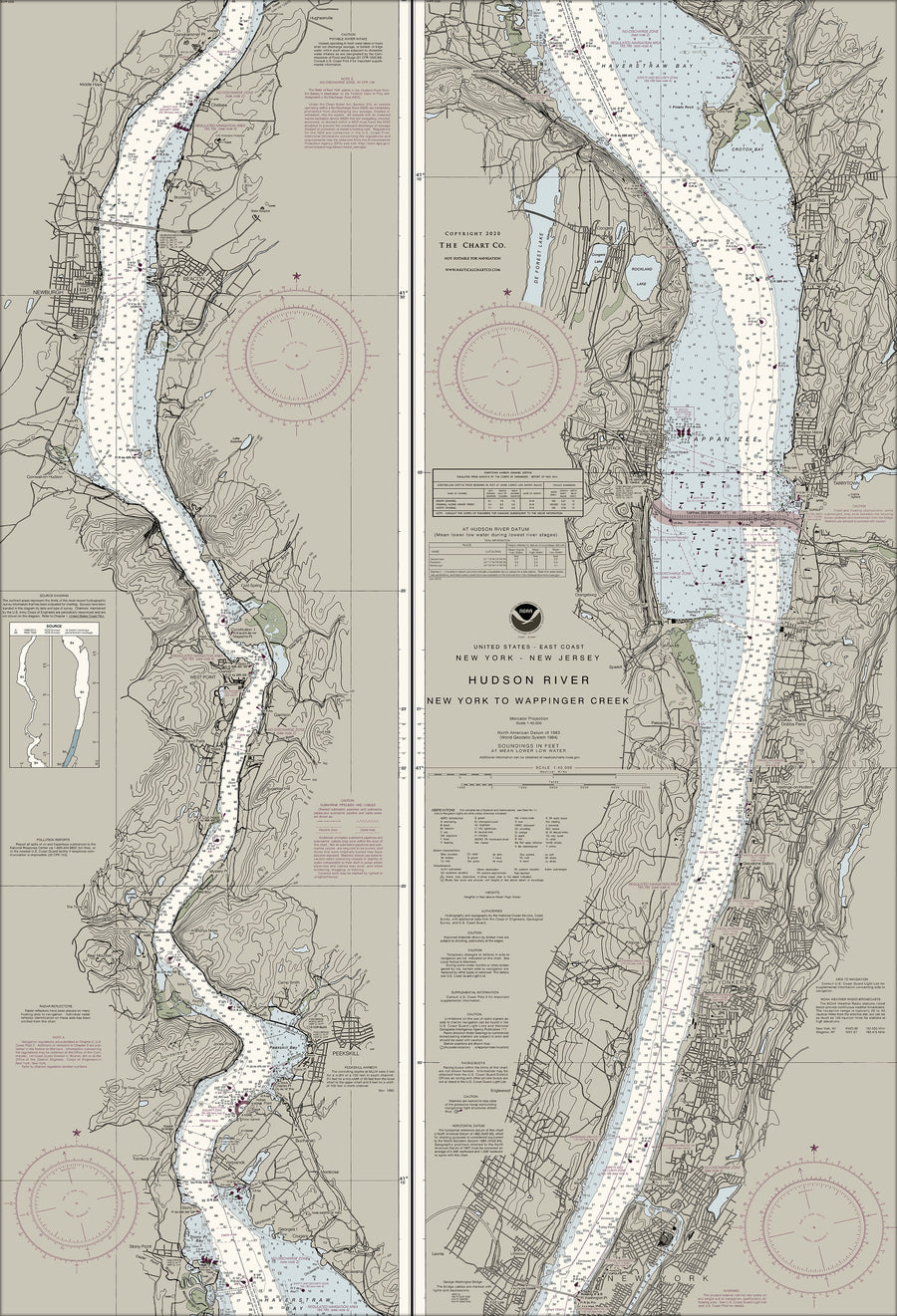 Hudson River - New York To Wappinger Creek Nautical Chart