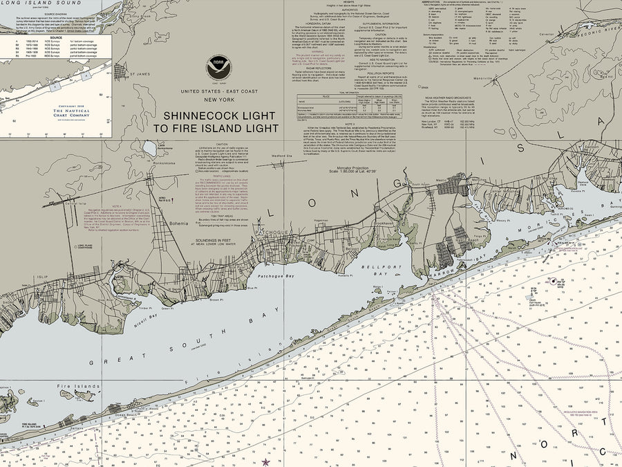 Shinnecock Light to Fire Island Light Nautical Chart