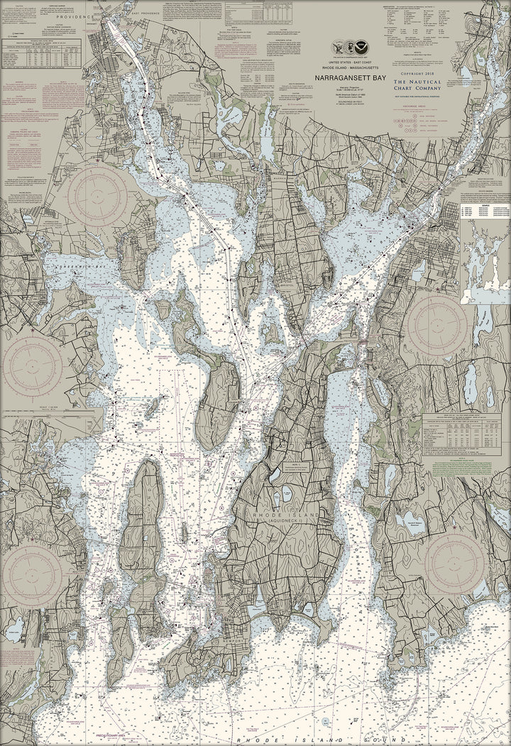 Narragansett Bay Nautical Chart — Traditional palette