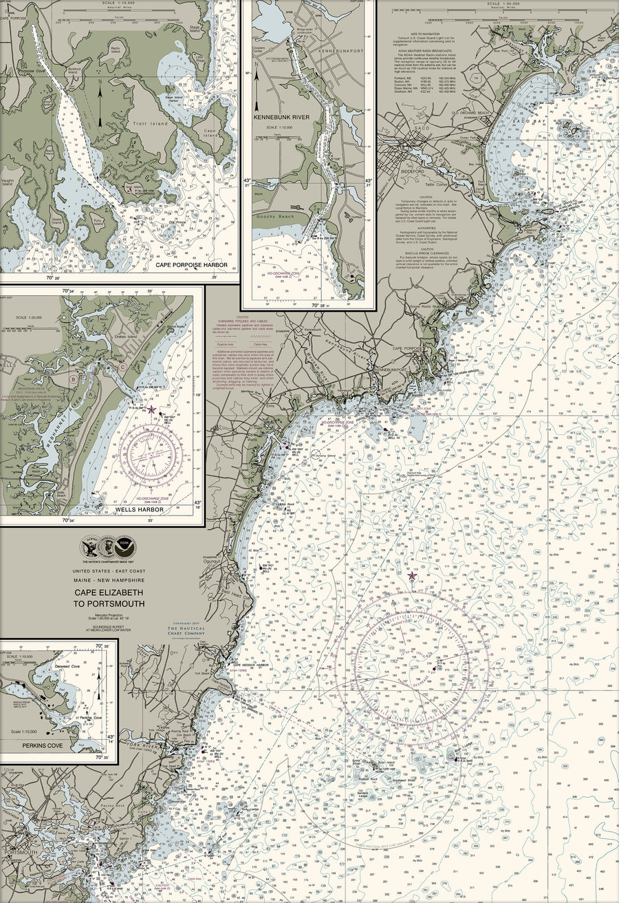 Cape Elizabeth To Portsmouth, ME Nautical Chart