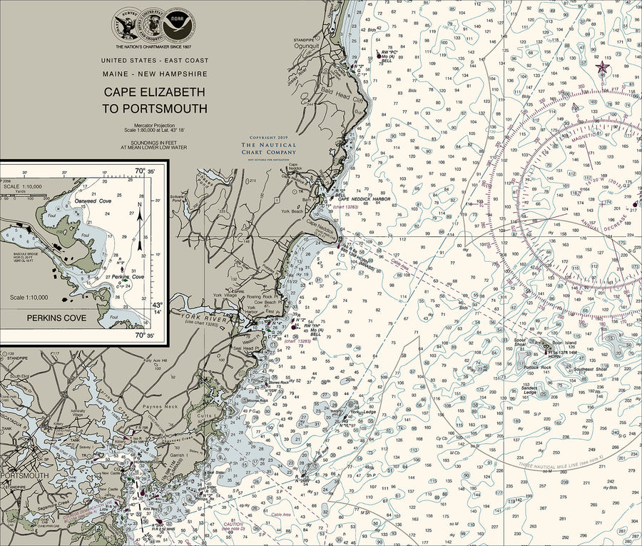 Cape Elizabeth To Portsmouth, ME Nautical Chart
