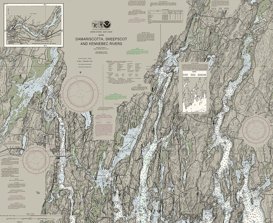 Damariscotta, Sheepscot, and Kennebec Rivers Nautical Chart