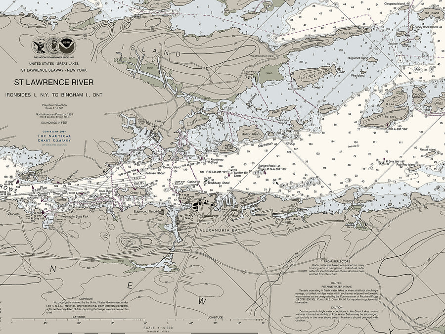 St Lawrence River - Ironsides To Bingham Nautical Chart