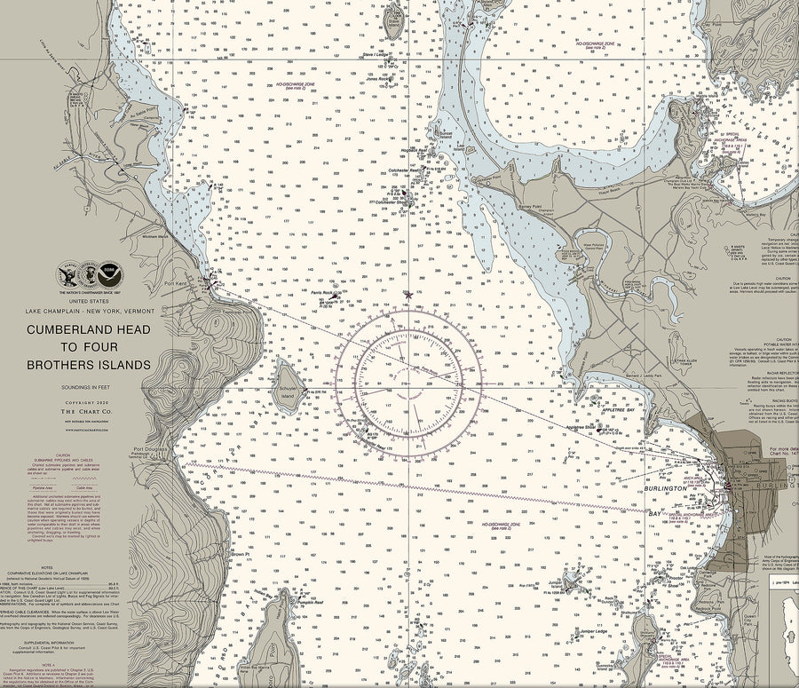 Lake Champlain - Cumberland Head To 4 Brothers Islands Nautical Chart