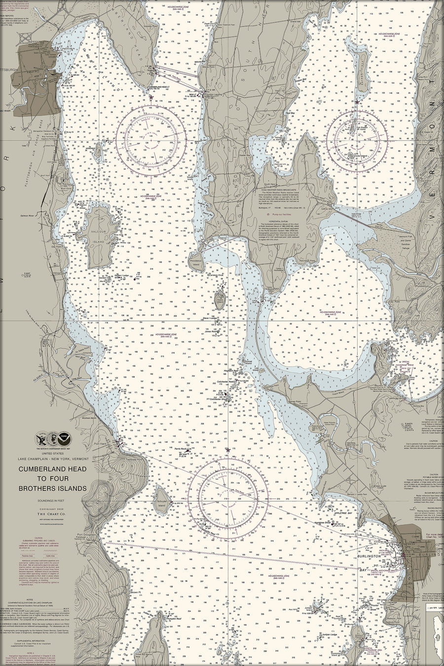Lake Champlain - Cumberland Head To 4 Brothers Islands Nautical Chart