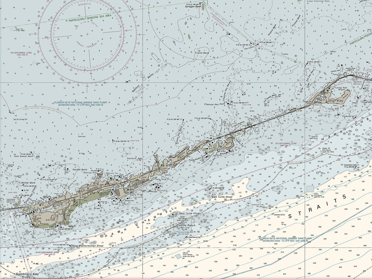 Alligator Reef To Sombrero Key Nautical Chart