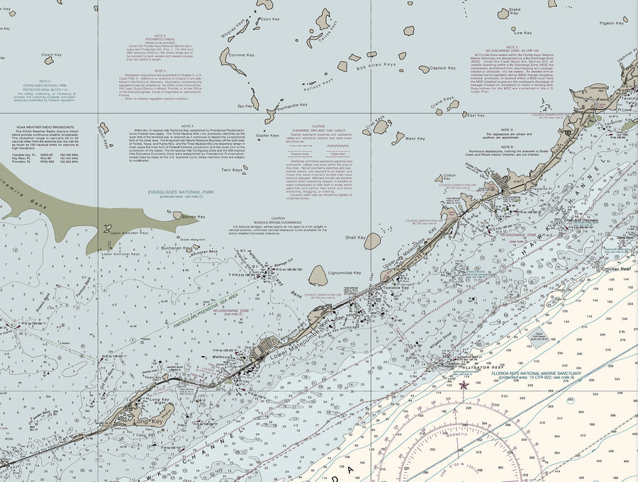 Alligator Reef To Sombrero Key Nautical Chart