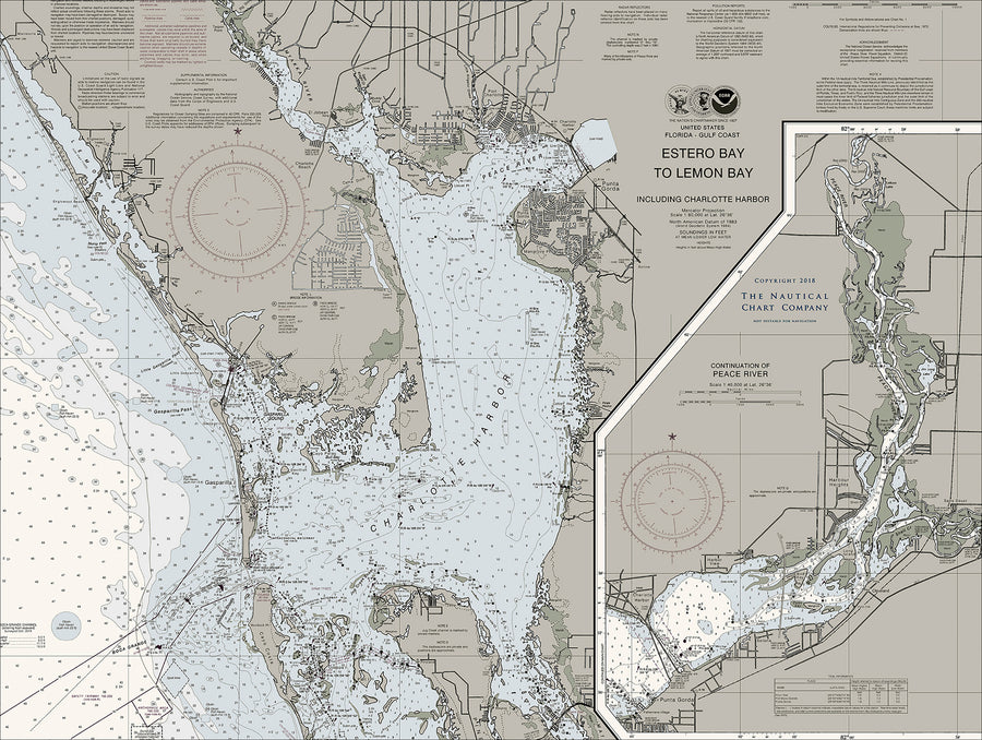 Estero Bay to Lemon Bay Nautical Chart - Ft Myers, Sanibel & Punta Gorda