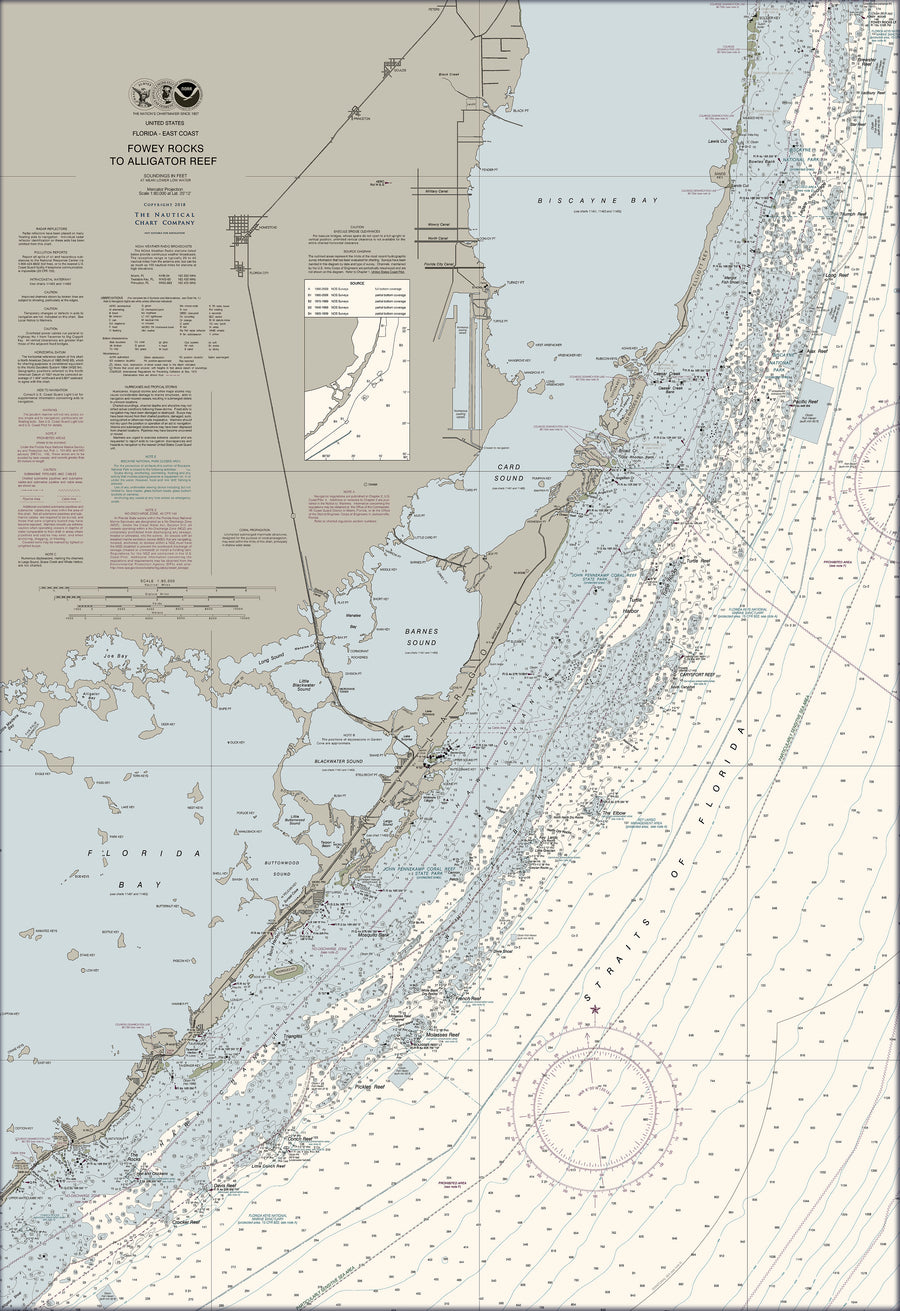 Fowey Rocks To Alligator Reef Nautical Chart