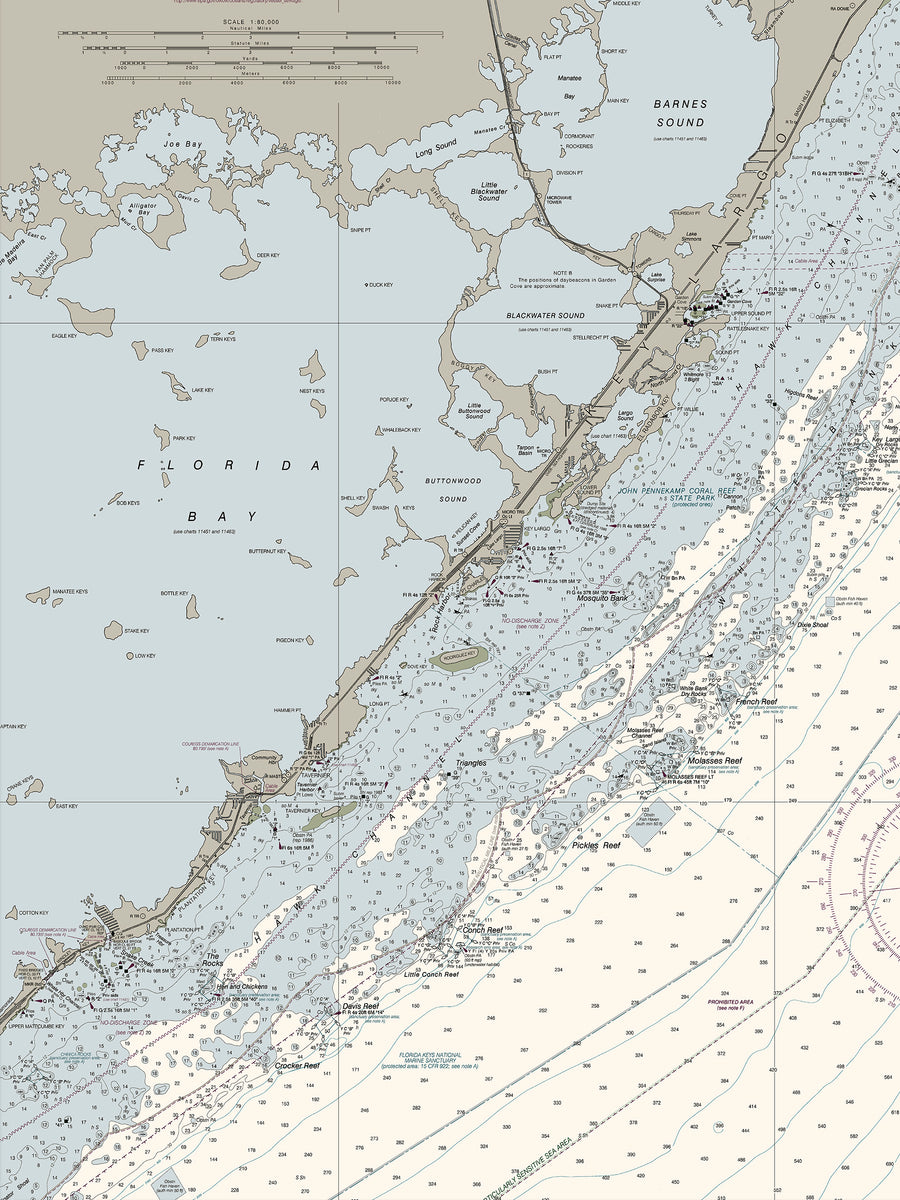 Fowey Rocks To Alligator Reef Nautical Chart