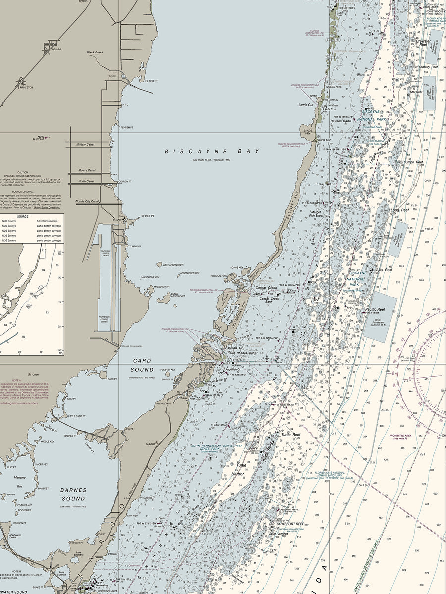 Fowey Rocks To Alligator Reef Nautical Chart