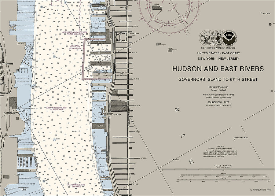 New York - Hudson And East Rivers Nautical Chart