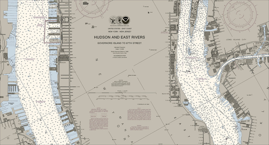 New York - Hudson And East Rivers Nautical Chart