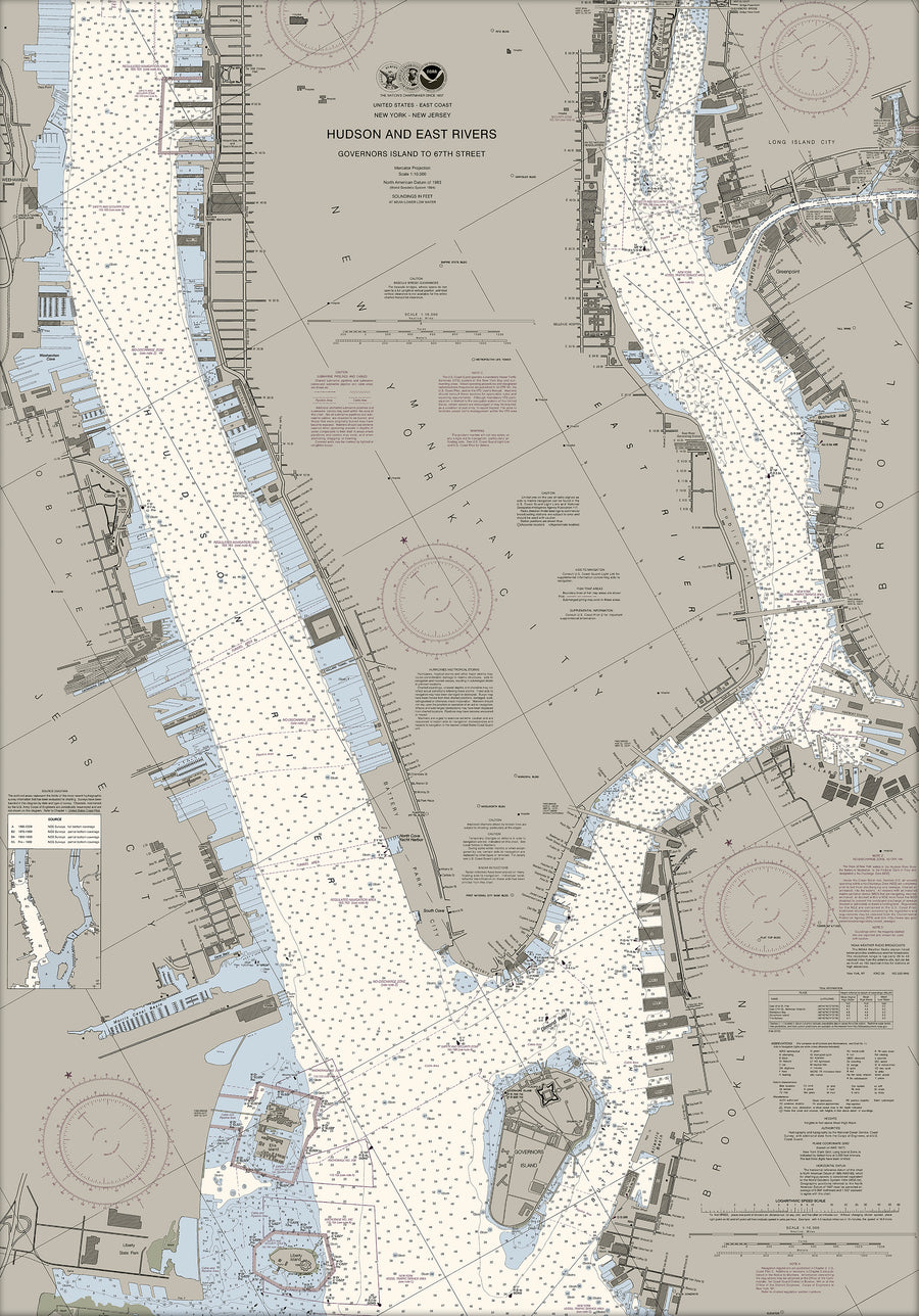 New York - Hudson And East Rivers Nautical Chart