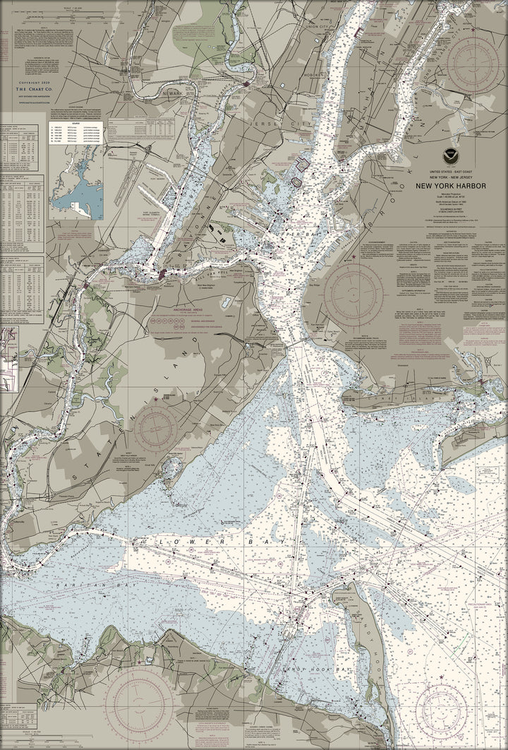 New York Harbor Nautical Chart — Traditional palette