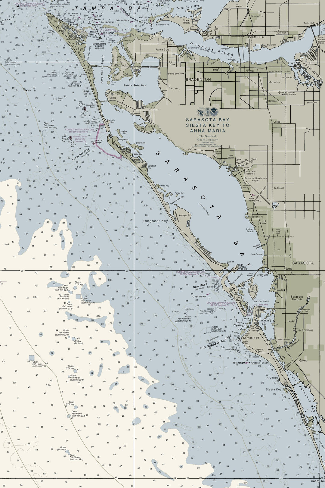 Sarasota Bay - Siesta Key to Anna Maria Nautical Chart – The Nautical ...