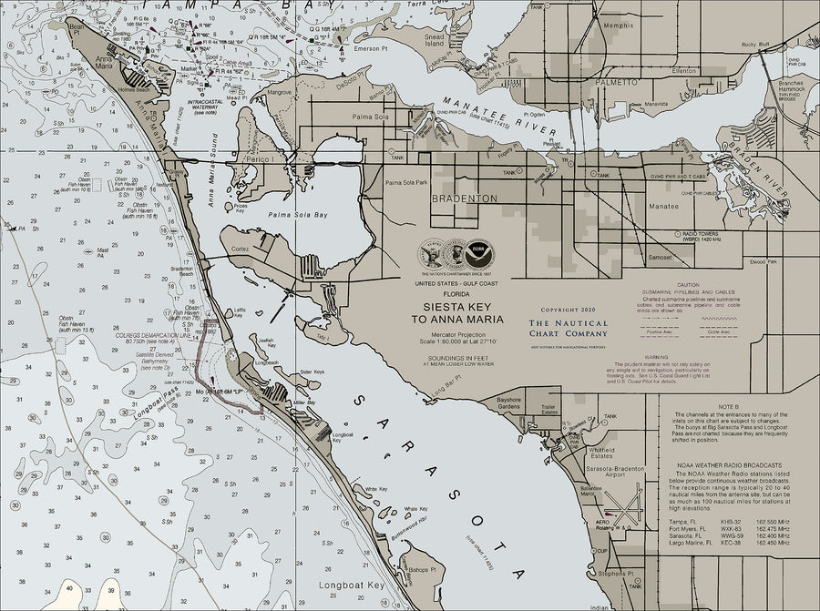 Sarasota Bay - Siesta Key to Anna Maria Nautical Chart