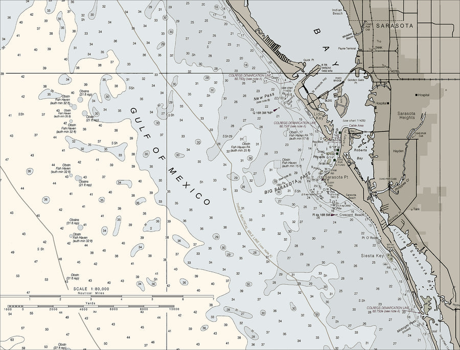 Sarasota Bay - Siesta Key to Anna Maria Nautical Chart